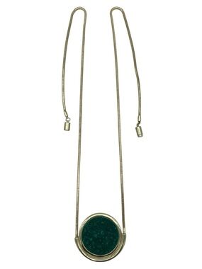 H by Halston Green Pendant Long Gold Necklace
